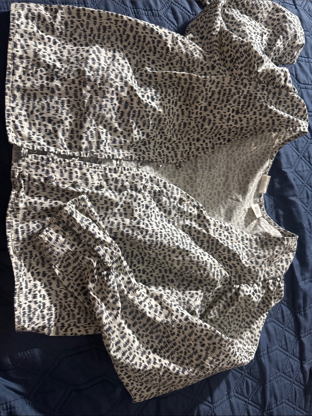 Levi's White Blouse with Navy Dot Print